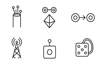 Aufkleber - Stylized symbols representing technology and communication in a minimalist design suitable for modern applications