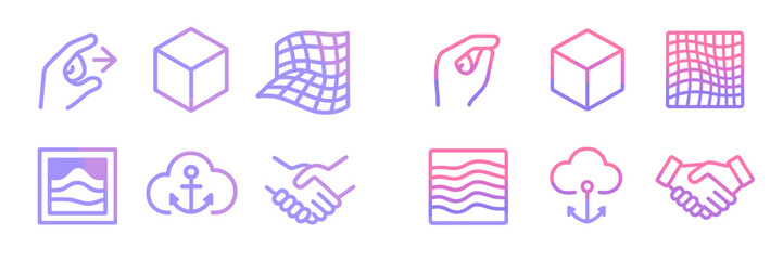 Fototapete - Collection of modern vector icons representing various concepts such as interaction, collaboration, and creativity in a digital setting