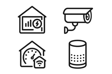 Poster - Home automation symbols illustrating smart monitoring, energy usage, and connectivity for modern living