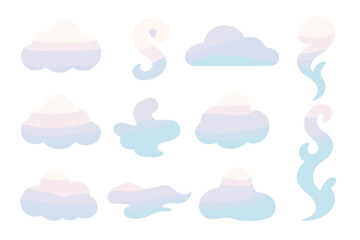 Poster - Soft pastel clouds and whimsical shapes create a dreamy atmosphere in a minimalistic design layout