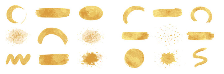Poster - Golden brush strokes and splashes for artistic design and creative projects