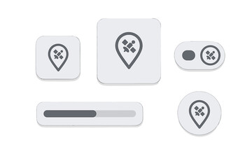 Fototapete - Map markers and UI elements designed for navigation applications during daytime use