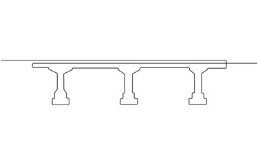 Fototapete - Giant bridge over river. Continuous one line of bridge drawing design, Bridge over the river. One continuous line isolated minimal illustration.