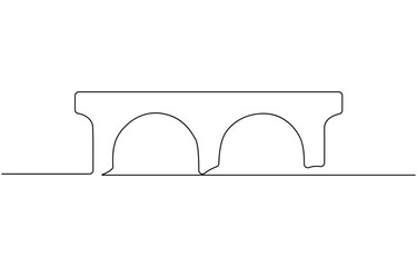 Fototapete - Giant bridge over river. Continuous one line of bridge drawing design, Bridge over the river. One continuous line isolated minimal illustration.