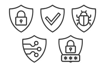 Poster - Icon collection of cybersecurity symbols representing data protection and threat detection concepts