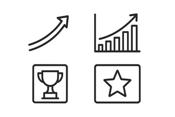 Poster - Symbols representing growth, achievement, and success in business graphics