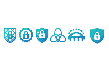 Poster - Security icons showcasing various design concepts in blue colors on a clean white background