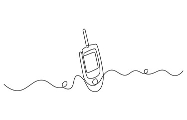 Fototapete - Continuous one line drawing of diabetes equipment's. Medical health care concept, One continuous line drawing of Blood glucose meter test illustration. glucometer pharmacy equipment outline.
