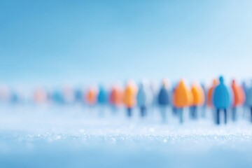 Poster - minimalistic scene with diverse group of people blurred in background highlighting in diversity