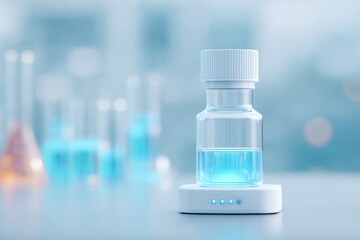 Poster - biotech workstation with dna sequencer pipettes and bioreactor vessels