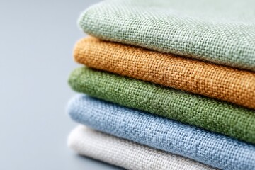 Poster - capture minimalistic and clean image of diverse organic fabrics showcasing their textures and patterns ensuring broad