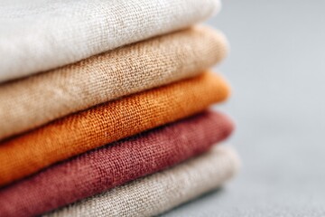 Poster - capture minimalistic and clean image of diverse organic fabrics showcasing their textures and patterns ensuring broad