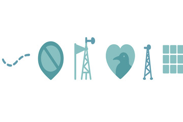 Poster - Understanding symbols of navigation, communication, and nature in modern design elements