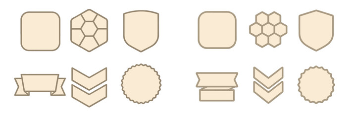 Poster - Various geometric shapes and badges for design purposes, displayed on a neutral background that highlights their outlines and forms