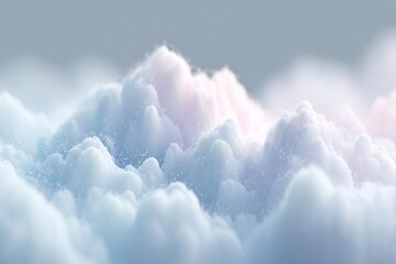 Poster - flat-lay of 3d abstract volumetric cloud forms floating above textured base under diffused light