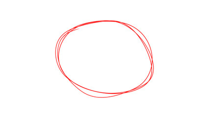 Leinwandbilder - Hand drawn red highlighter marking circle. Red highlighter circle on transparent background. Circle draw with marker for highlighting text. Vector illustration.