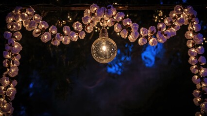 Poster - Retro party ambiance with cotton ball string lights