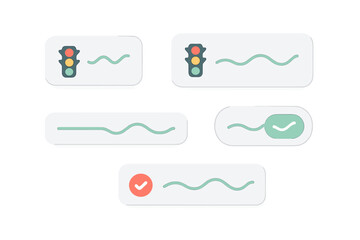 Poster - Colorful traffic symbols and check marks on white background in a modern design setting
