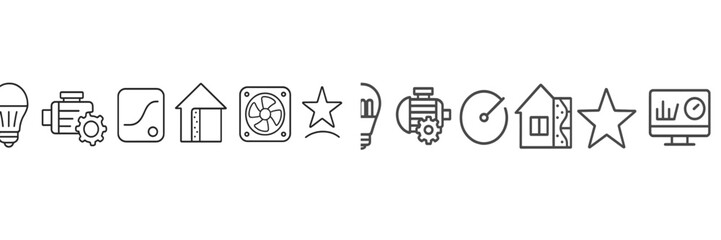 Poster - Collection of line icons representing various technology and engineering concepts