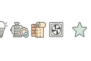Poster - Icons representing different industrial processes and tools used in manufacturing and construction projects