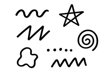 Poster - Abstract black line art elements on white background ideal for design projects and creative work