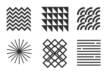 Poster - Unique black and white geometric patterns showcasing different shapes and designs in a creative composition