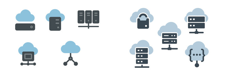 Poster - Cloud computing symbols represent various network services and data storage solutions for modern businesses and technology