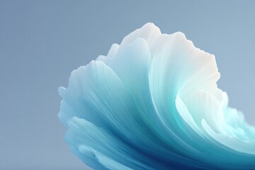 Poster - fractal wave pattern emerging from one corner on neutral solid background in soft grey-blue tones