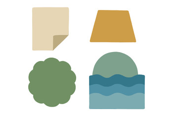 Poster - Colorful geometric shapes arranged artistically on a plain surface