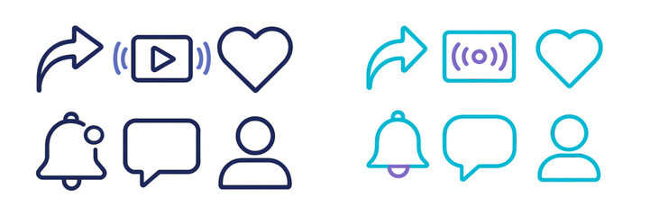 Poster - Visual representation of social media engagement icons and notifications in a modern digital interface design
