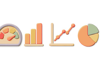 Poster - Various colorful data visualization elements illustrating performance metrics and trends in analytical reports
