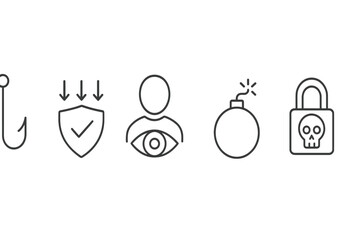 Poster - Various security and danger symbols illustrating concepts of caution, protection, and threats commonly encountered in digital safety