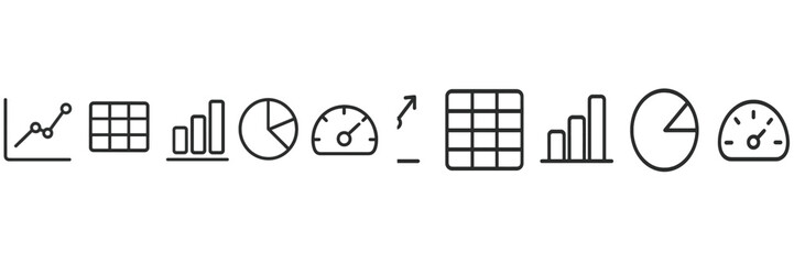Poster - Various data visualization icons depicting trends, charts, metrics, and analysis for informative presentations or reports