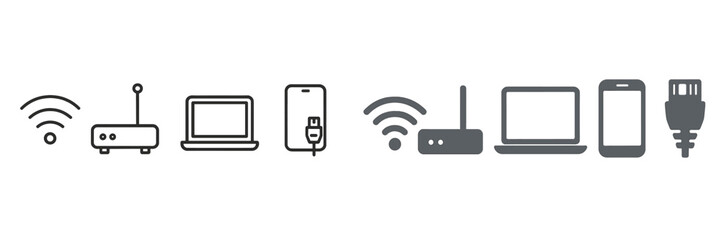 Poster - Various types of technology and connectivity devices illustrating modern communication tools and internet access