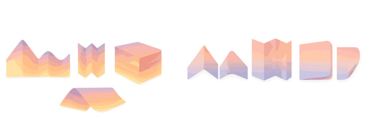 Poster - Colorful paper shapes arranged in a creative display showcasing gradient hues at a design studio
