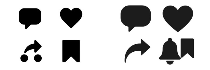 Poster - Icons representing social media interaction and engagement features used in digital applications and platforms