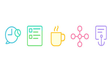 Poster - Symbols representing productivity tools for planning and time management in a modern workspace setting