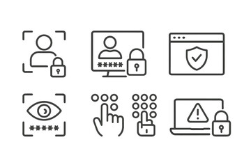 Fototapete - Security icons illustrating user authentication and data protection concepts in a digital environment