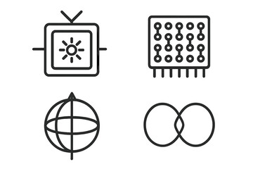 Poster - Icons representing technology concepts displayed on a simple background, illustrating modern digital themes and connectivity
