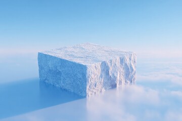 Aufkleber - minimalist stone platform floating over soft clouds clean white and blue atmosphere