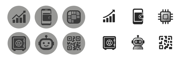 Poster - Icons representing technology and security for digital transactions and data management