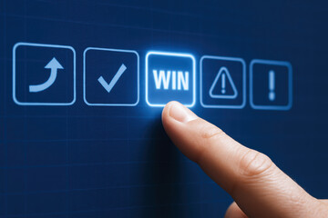 Poster - A selects a highlighted success status on a digital interface symbolizing achievement and decision-making in business processes