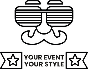 Aufkleber - A black and white logo of a man with sunglasses and mustache