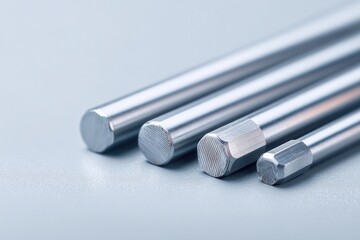 Poster - set of metal-turning tools displayed on neutral background