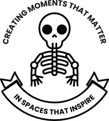 Aufkleber - A skeleton is shown in a white circle with the words 
