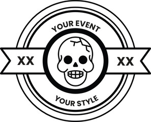 Aufkleber - Skull and crossbones logo with the words your event your style