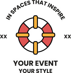 Aufkleber - A red and white life preserver with a yellow handle