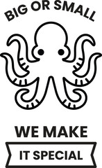 Aufkleber - A black and white drawing of an octopus with the words 