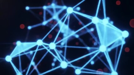 Poster - Abstract Technology Background Featuring Interconnected Blue Lines and Nodes with Red Accents on Dark Backdrop