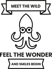 Aufkleber - A black and white image of an octopus with the words 